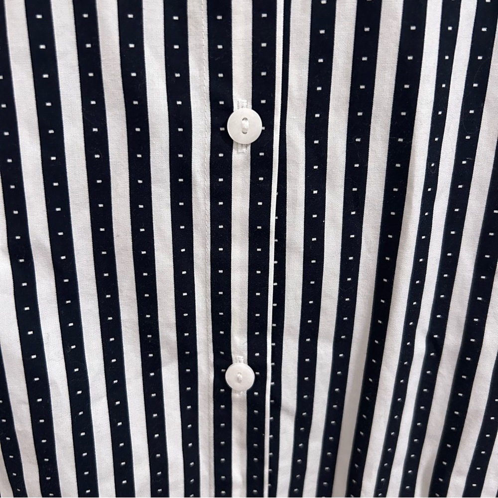 Chico’s 3/4 Sleeve Black White Stripe Dot Oxford Button Shirt Top Sz 4 XXL - Picture 4 of 7